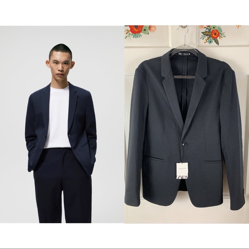 ZARA Mens Comfort Fit Soft One Button Blazer Jacket Sz Medium